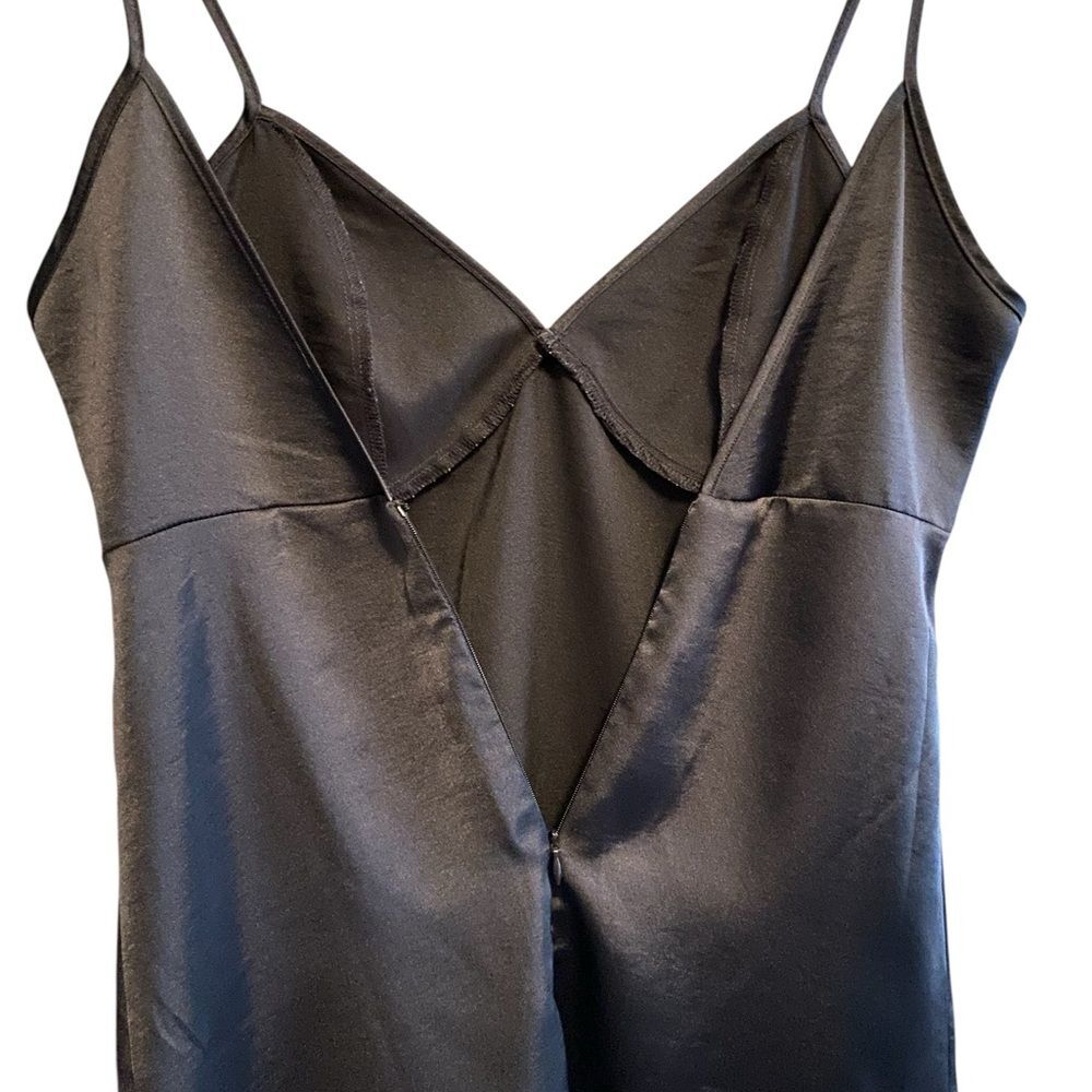 Forever 21 Black Satin Slip Dress Size M Coquette Whimsigoth Party Cocktail - Picture 7 of 9